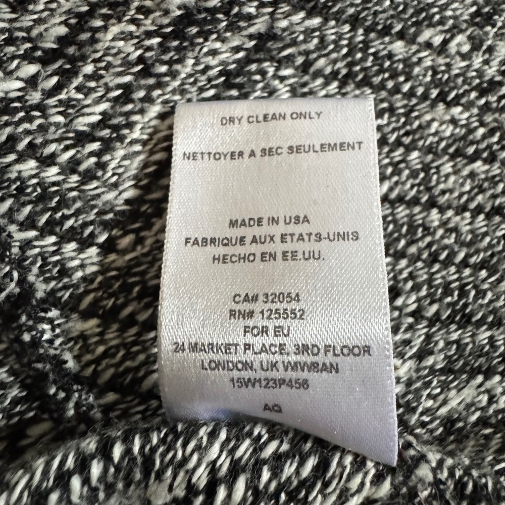 Dolan Anthropologie Black White Herringbone Open Front Jacket Blazer Size L - Picture 4 of 7